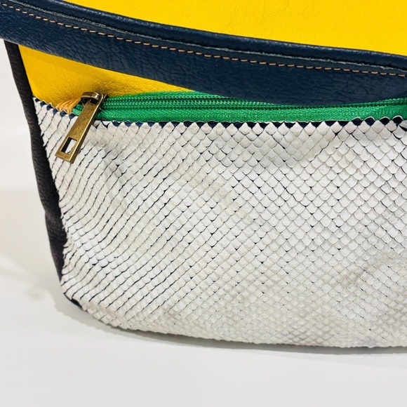 EBARRITO Blue and yellow leather shoulder bag - Picture 6 of 7